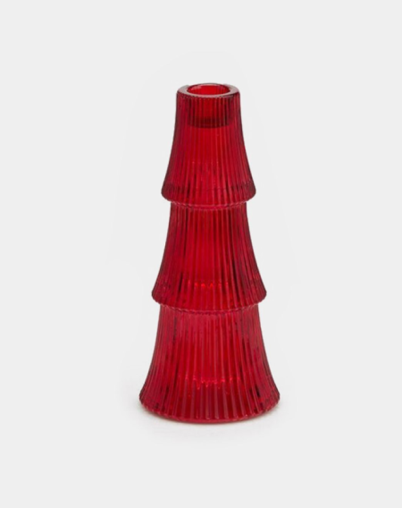 KERSTBOOM IN GLAS VOOR KAARS ROOD